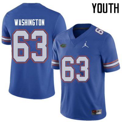 Youth Florida Gators #63 James Washington NCAA Jordan Brand Royal Authentic Stitched College Football Jersey OTR2462AO